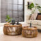 Designer Couchtisch Set Aus Holz Mango Massiv – Trommelform Intended For Couchtisch Holz